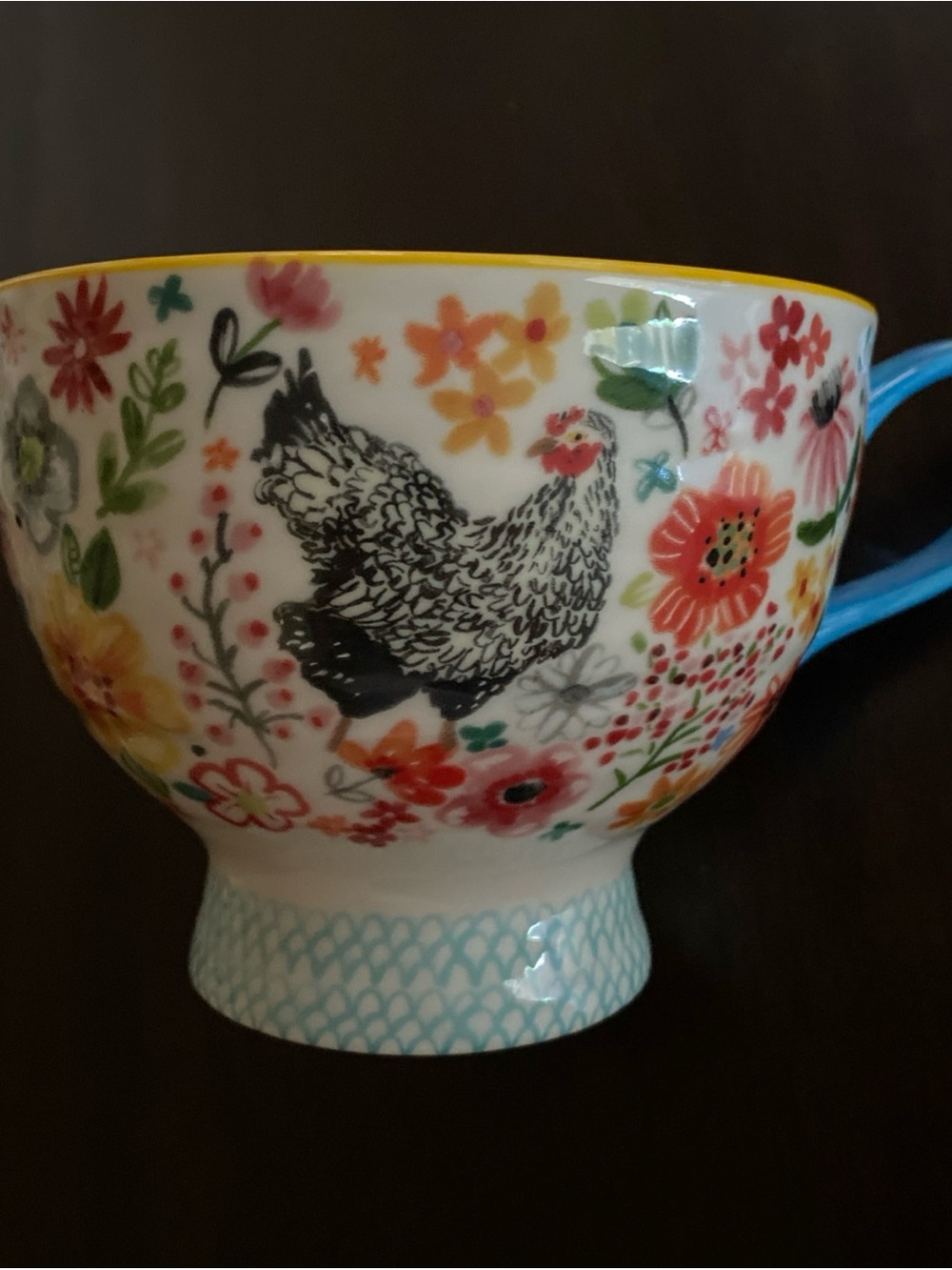 Jennifer Orkin Lewis Anthropologie chicken and flowers pedestal cup